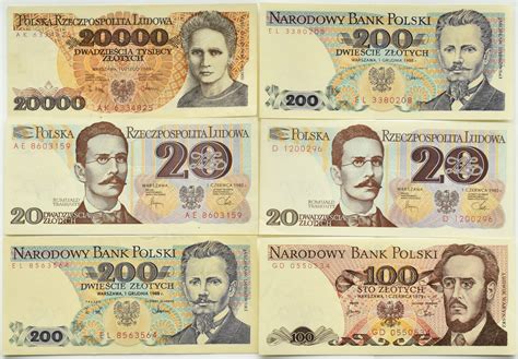 Polska PRL lot 6 banknotów 20 20000 złotych Warszawa Aukcja