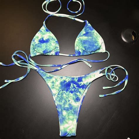 Small Tye Dye 2 Piece Bikini 2 Piece Tye Dye Blue Depop