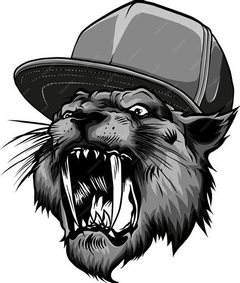 Premium Vector Lion Angry Wearing Backwards Hat Vector Illustration