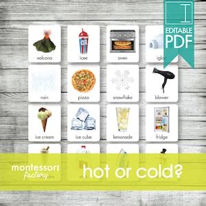 HOT Or COLD Montessori Cards Flash Cards Sorting Cards Matching