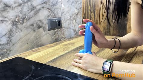 Foot Fetish Wife Plays With Her Toes And Fucks Herself With A Blue Dildo In The Kitchen Solo