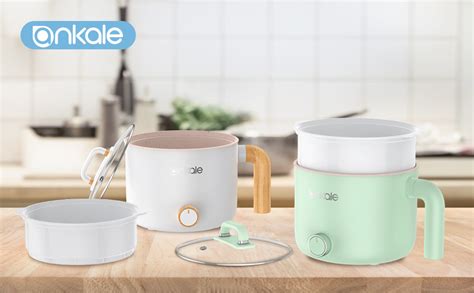 Amazon Ankale Hot Pot Electric With Steamer L Portable Nonstick Rapid Electric Ramen