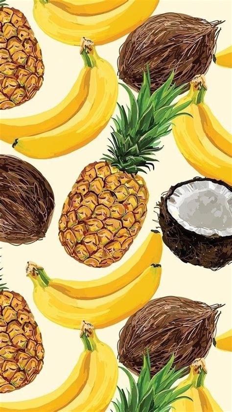 Фрукты, фон, заставка, обои, ананас, кокос, банан | Pineapple wallpaper ...