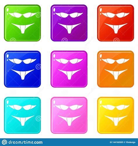 Retro Bikini Icons Isolated On White Cartoon Vector Cartoondealer