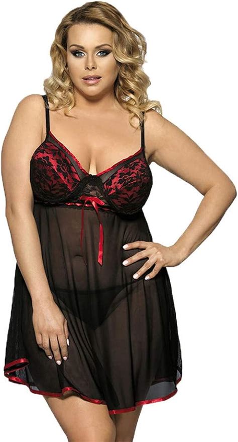 Sexy Lingerie Women Lace Bow Sexy Lingerie V Neck Babydoll Sleepwear Set Nightdress Ronamick