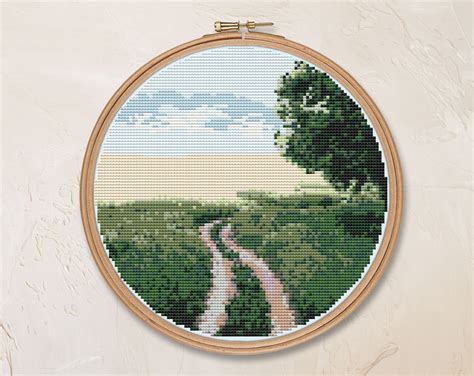 Landscape Cross Stitch Pattern Pdf Woodland Tree Nature Etsy