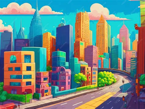 el fondo de la ilustracion de dibujos animados de la gran ciudad foto