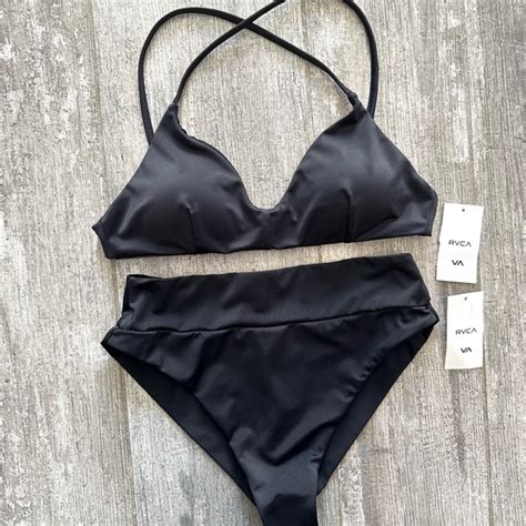 Rvca Swim Rvca Solid Crossback High Rise Bikini Set Poshmark
