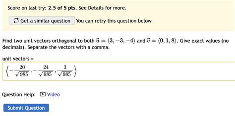 Solved Find Two Unit Vectors Orthogonal To Both Chegg