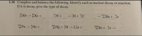 Solved 16 Complete and balance the following. Identify each | Chegg.com