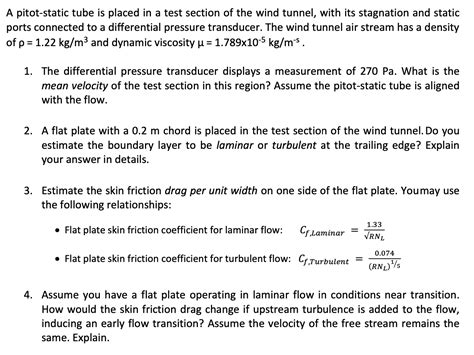 Solved A Pitot Static Tube Is Placed In A Test Section Of