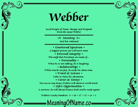 Webber - Meaning of Name