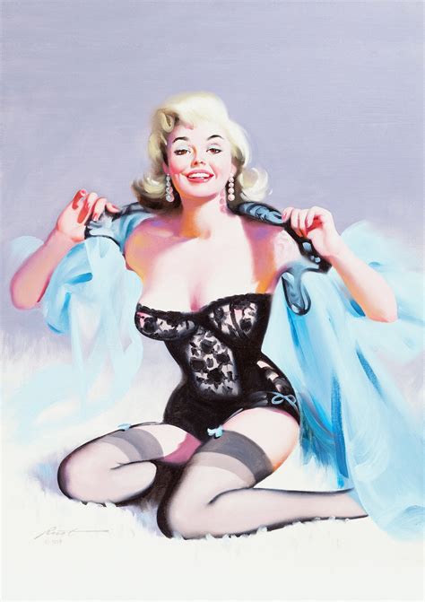 Blonde Pin Up In Black Negligee Classic Vintage Pinup Poster Etsy