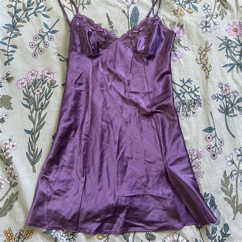 Victorias Secret Purple Satin Lingerie Slip Depop