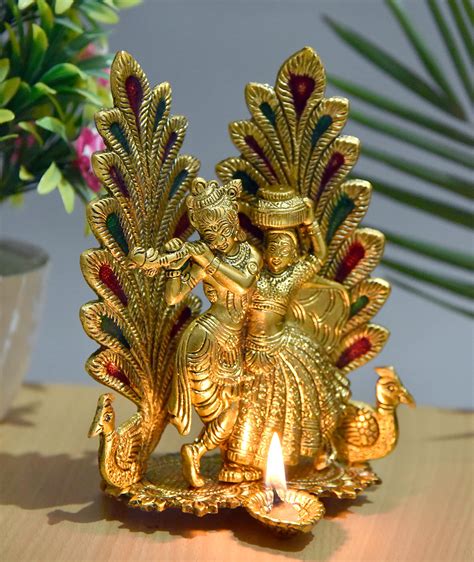 Buy Nirmal Handicraft Radha Krishna Idol Statue With Diya Peacock