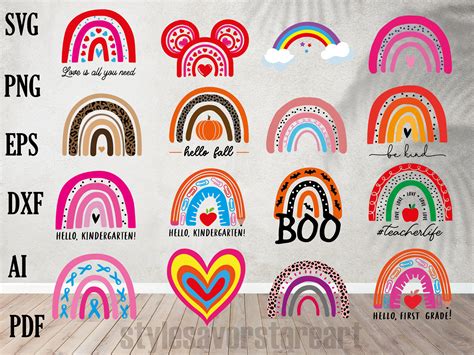 Arco iris SVG Boho Arco Iris SVG Bebé Arco Iris SVG Paquete Pastel