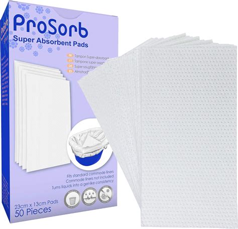 Pack Of 50 Prosorb Super Absorbent Pads For Bedside Commode Liners