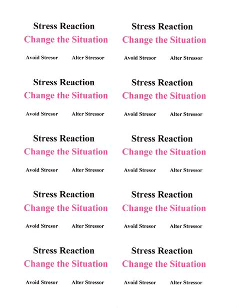 Stress Reaction Change Your Reaction: Avoid Stressor or Alter Stressor