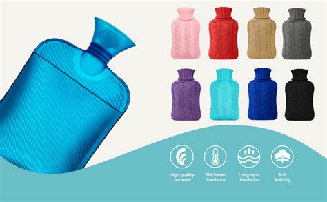 Amazon Samply Transparent Hot Water Bottle Liter Water Bag With Knitted Cover Navy