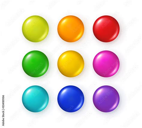 Button Set Isolated On White Background Vector Plastic Blank Badge