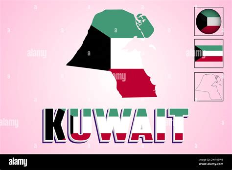 Kuwait Flag And Map In Vector Illustration Stock Vector Image Art Alamy