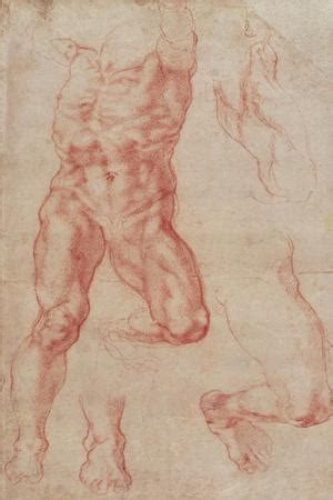 Study Of A Male Nude Stretching Upwards Giclee Print Michelangelo