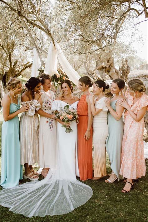 Mismatched Bridesmaid Dresses Inspiration Different Styles And Shades