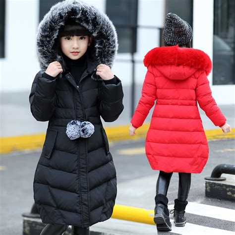 Girls Parka Coats Cotton Winter Jackets for Girls Children Clothing Fur ...