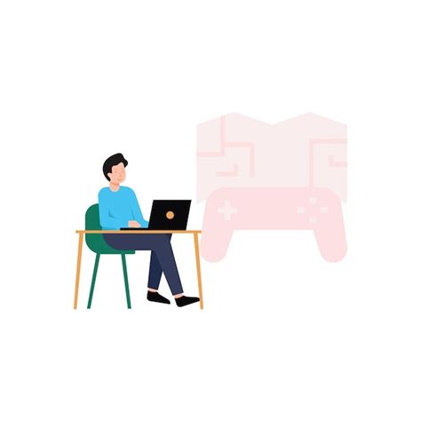 Premium Vector The Boy Is Playing Online Games