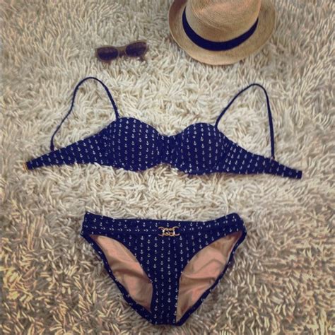J Crew Swim J Crew Anchors Away Bikini Navy Blue Poshmark