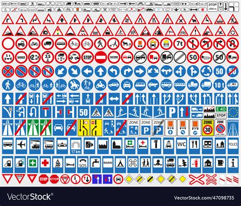 Big set of road signs road signs Royalty Free Vector Image