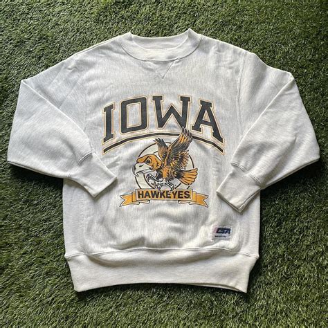 Vintage Iowa Hawkeye Crew ~ Size: Large 25” Long... - Depop