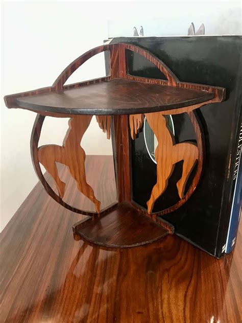 A Pair Of Rare Art Deco Wooden Nude Woman Corner Shelves Bookends Artedeco Online Antiques