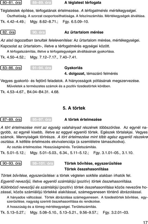 MATEMATIKA 5 KOMPETENCIÁK ÓRATERV TANMENET FEJLESZTÉSI FELADATOK