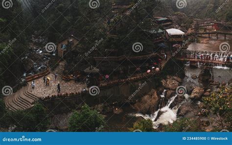 Aerial Shot of Cat Cat Village in Sapa Vietnam Stock Photo - Image of landmark, attraction ...