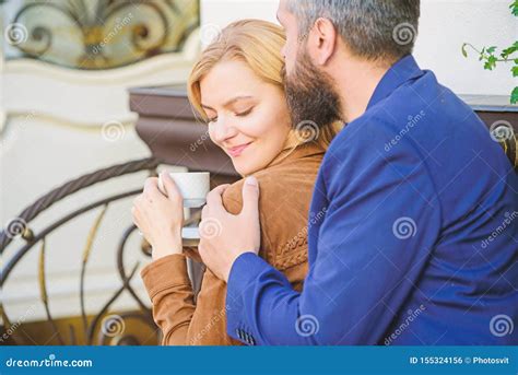 He Is Always There For Her Morning Coffee First Meet Of Girl And Mature Man Couple In Love On