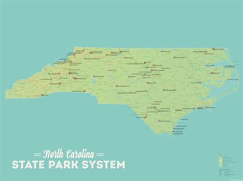 North Carolina State Park System Map 18x24 Poster Best Maps Ever