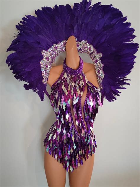 Purple Feather Wings Backpack Samba Costumes Carnival Mardi Gras Show