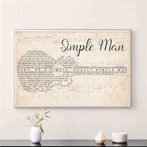 Simple Man lyrics Poster Without Frame Canvas Song Lyrics | Etsy