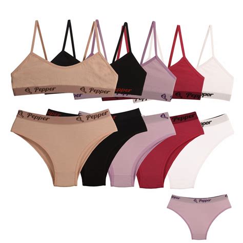 Kit Conjuntos Juvenil para Pré Adolescente Lisos Calcinha e Sutiã Algodão PEPPER LINGERIE