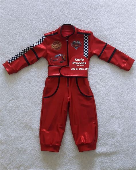 Traje overol disfraz piloto carreras fórmula cars rayo mc queen hot wheels Ferrari Ford red