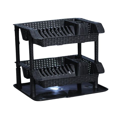 layers black rattan plastic dish rack freeshop