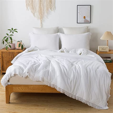 Amazon Andency White Comforter Set King Size 3 Pieces Boho