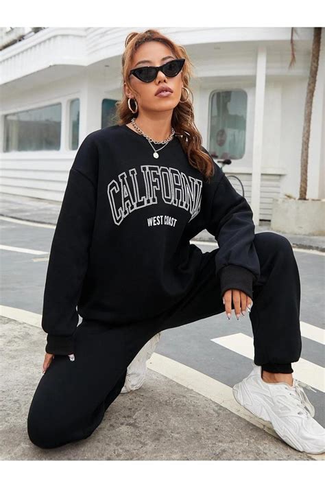 Купить Женский серый спортивный костюм с принтом и верхом, оверсайз с ...