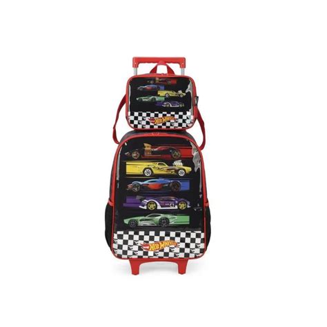 Mochila De Rodinhas E Lancheira Hot Wheels Preto Luxcel Kit Mochila Bolsa Escolar Magazine