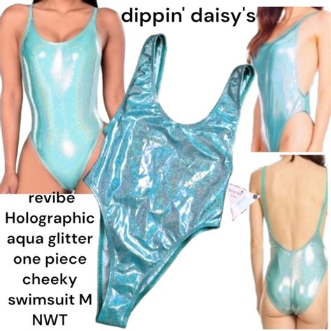 Dippin Daisys Swim Dippin Daisys Revibe Holographic Aqua Glitter