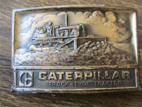 Caterpillar Track Type Tractor Belt Buckle Silver Finish Cat Dozer Vtg