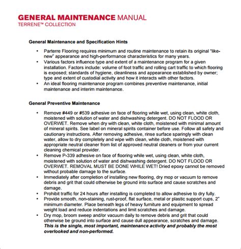 Operation Maintenance Manual Template | HQ Printable Documents