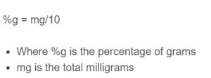 how to calculate mg to percentage