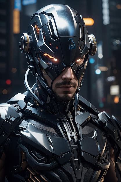 Premium Ai Image Biomechanical Vigilante A Futuristic Superhuman